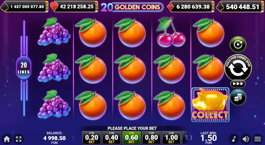 20 Golden Coins Joc Liber 2