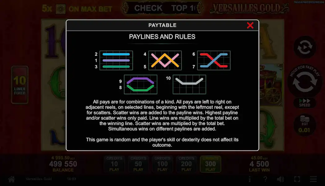 Versailles Gold Joc Liber 3